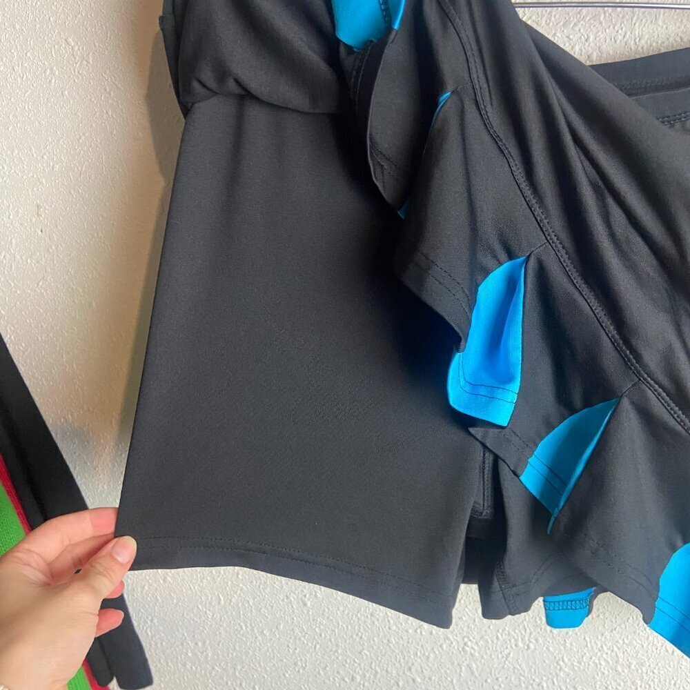 Bolle High Performance Size M Tennis Skirt Skort Black Teal Pleated Preppy Cheer - Picture 6 of 8